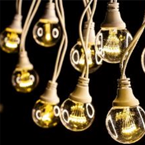 Ретро Гирлянда Винтаж 10м, 20 ламп, 220В, ТЁПЛ.БЕЛЫЙ, Белый Резиновый провод